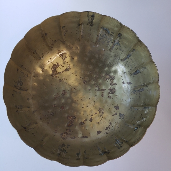 Copper Gold Distressed decorative scalloped compote holiday Afloral bowl - Picture 5 of 11